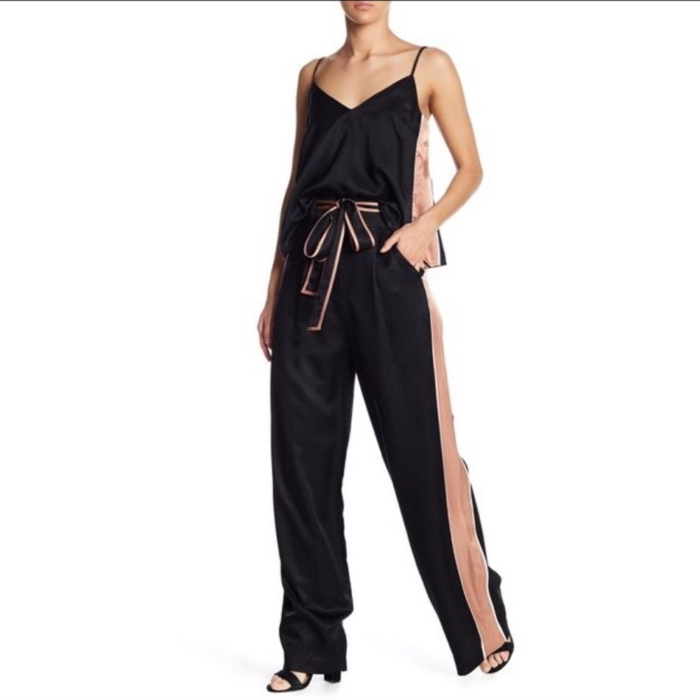 Line & Dot Aida black satin pant and top set